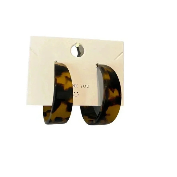 Stylish Tortoise Shell Hoop Earrings Lightweight Fashion Jewelry B1G1 - Picture 2 of 2